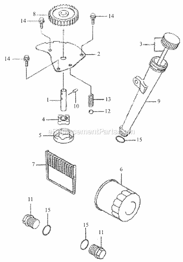 Lubrication Diagram and Parts List for 3648 53AB5D4M100 Cub Cadet Lawn Mower